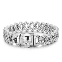 Vintage Galvanisiertes Totenkopf-Titanarmband Für Männer