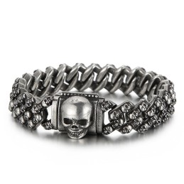 Vintage Galvanisiertes Mehrfarbiges Totenkopf-Titanarmband Für Männer