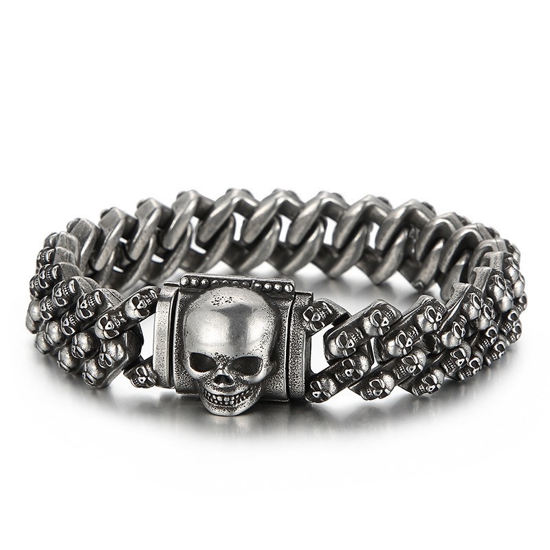 Vintage Galvanisiertes Mehrfarbiges Totenkopf-Titanarmband Für Männer Vintage Galvanisiertes Mehrfarbiges Totenkopf-Titanarmband Für Männer