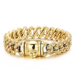 Vintage Galvanisiertes Mehrfarbiges Totenkopf-Titanarmband Für Männer