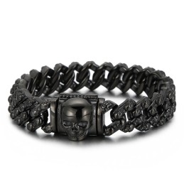 Vintage Galvanisiertes Mehrfarbiges Totenkopf-Titanarmband Für Männer