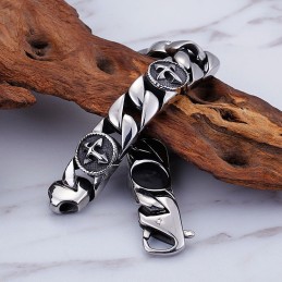 Titanarmband Im Vintage-Chic-Stil Mit Rundem Kreuz