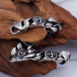 Titanarmband Im Vintage-Chic-Stil Mit Rundem Kreuz
