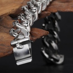 Modisches Zweireihiges Totenkopf-Titanarmband Für Männer