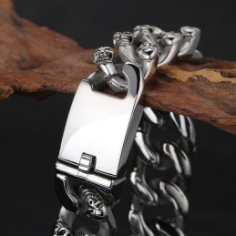 Modisches Zweireihiges Totenkopf-Titanarmband Für Männer