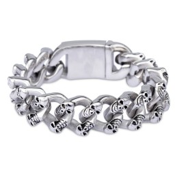 Modisches Zweireihiges Totenkopf-Titanarmband Für Männer