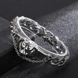 Vintage Übertriebenes Muster Tiger Head Bend Titan Armband Für Männer
