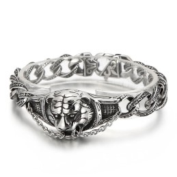 Vintage Übertriebenes Muster Tiger Head Bend Titan Armband Für Männer