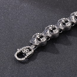 Cooles Modisches Titanarmband Mit Tigerkopf-Kreuz Und Blumenverschluss Für Männer