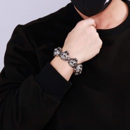 Cooles Modisches Titanarmband Mit Tigerkopf-Kreuz Und Blumenverschluss Für Männer