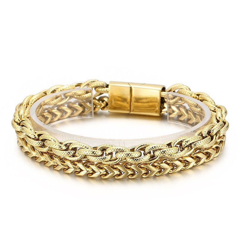 Modisches, Doppellagiges Titanarmband Mit Vakuumbeschichtung Für Herren Modisches, Doppellagiges Titanarmband Mit Vakuumbeschichtung Für Herren