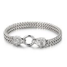 Fashion Rock Hip-Hop Style Doppel Wolfskopf Titan Herrenarmband