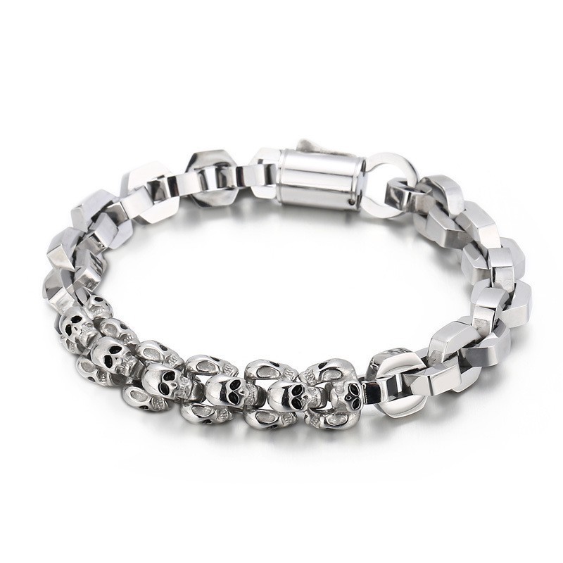 Gespleißtes Totenkopf-Polygon-Titanarmband Für Männer Gespleißtes Totenkopf-Polygon-Titanarmband Für Männer