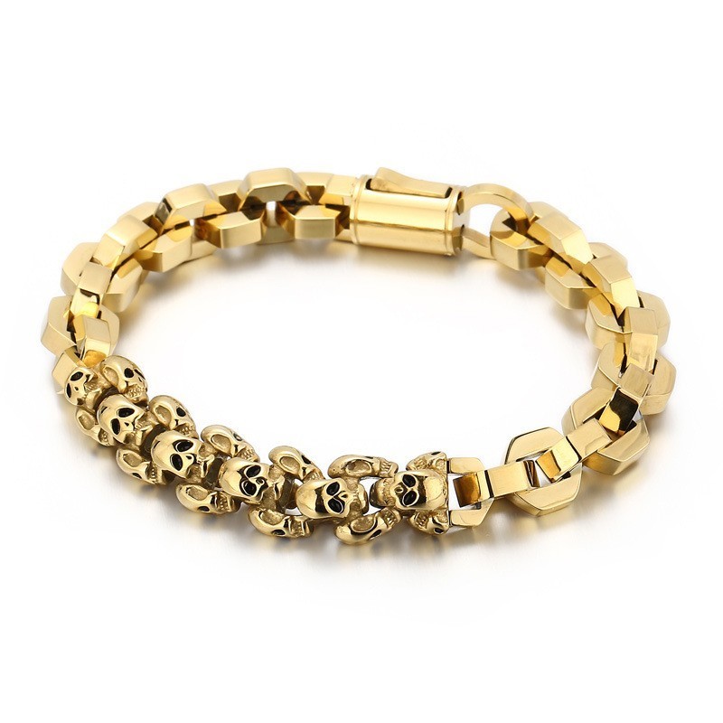Genähtes Totenkopf-Polygon-Titanarmband Für Männer Genähtes Totenkopf-Polygon-Titanarmband Für Männer