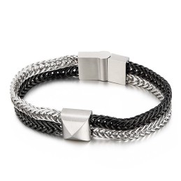 Tide Hip-Hop Doppellagiges Buntes Kiel-Gewebtes Ketten-Titan-Herrenarmband