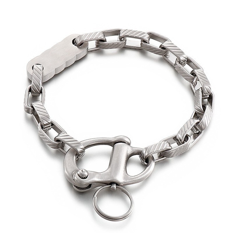 Retro Schwarz Quadrat Gestreiften Schlüsselanhänger Herren Titan Armband Retro Schwarz Quadrat Gestreiften Schlüsselanhänger Herren Titan Armband