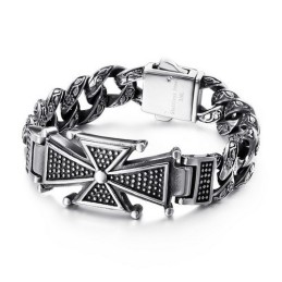 Cooles Totenkopfkreuz Mit Zirkonia Titan Armband