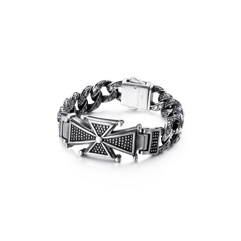 Cooles Totenkopfkreuz Mit Zirkonia Titan Armband Cooles Totenkopfkreuz Mit Zirkonia Titan Armband