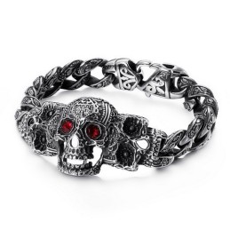 Cooles Totenkopfkreuz Mit Zirkonia Titan Armband