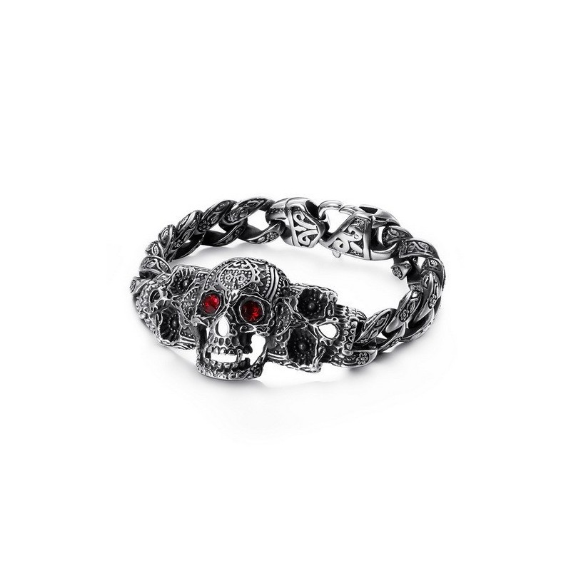Cooles Totenkopfkreuz Mit Zirkonia Titan Armband Cooles Totenkopfkreuz Mit Zirkonia Titan Armband