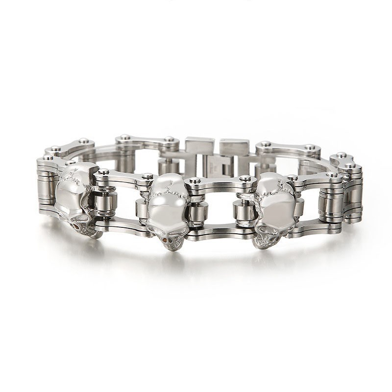 Cooles Totenkopf-Radsport-Armband Aus Titan Für Herren Cooles Totenkopf-Radsport-Armband Aus Titan Für Herren