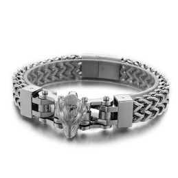 Cooles Herren Titan Armband Mit Wolfskopf