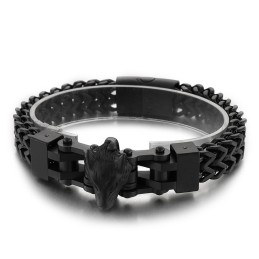 Mode Cool Hip Hop Herren Titan Armband Mit Wolfskopf Beschichtung