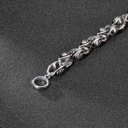 Titan-Schmuck Im Rock-Hip-Hop-Stil, Cooles Doppel-Totenkopf-Armband Aus Titan Für Herren