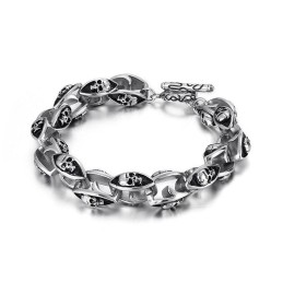 Titan-Schmuck Im Rock-Hip-Hop-Stil, Cooles Doppel-Totenkopf-Armband Aus Titan Für Herren