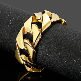 Modisches, Goldenes, 31 Mm Breites, Cooles Hip-Hop-Armband Aus Titan