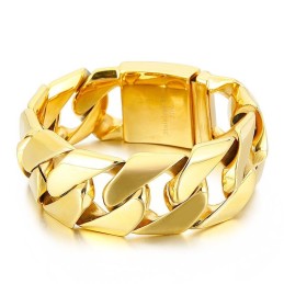 Modisches, Goldenes, 31 Mm Breites, Cooles Hip-Hop-Armband Aus Titan