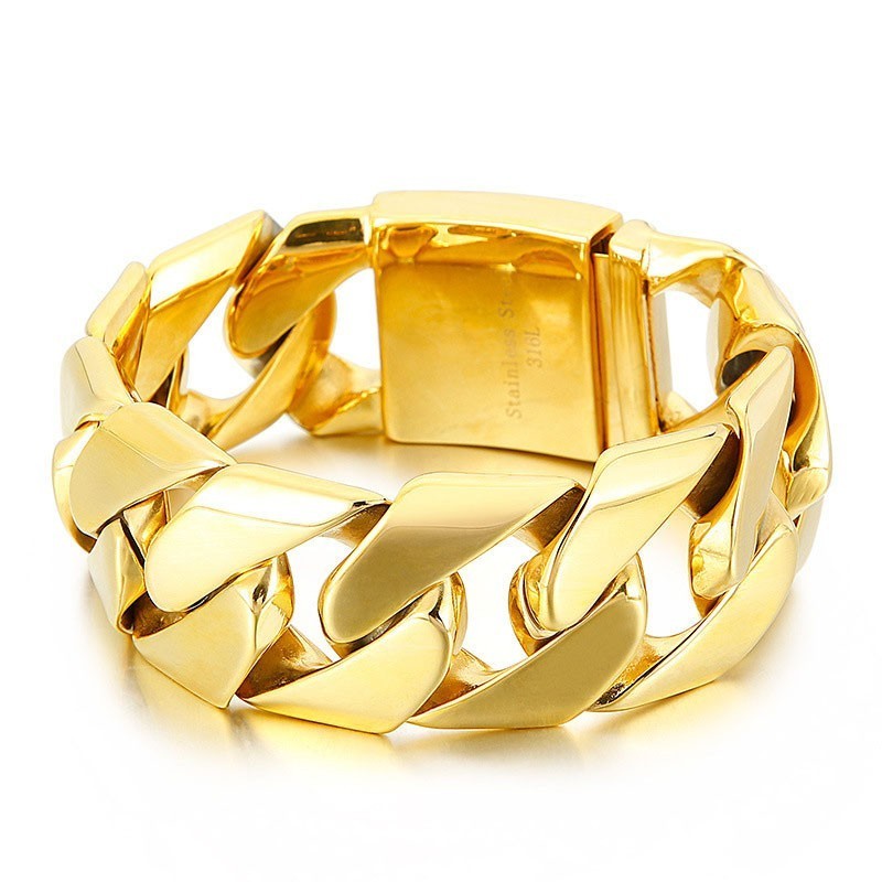 Modisches, Goldenes, 31 Mm Breites, Cooles Hip-Hop-Armband Aus Titan Modisches, Goldenes, 31 Mm Breites, Cooles Hip-Hop-Armband Aus Titan