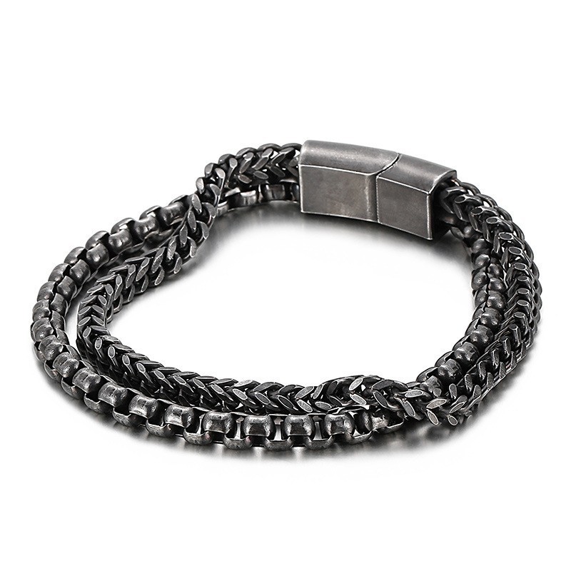 Quadratisches Doppellagiges Herren-Titanarmband Quadratisches Doppellagiges Herren-Titanarmband
