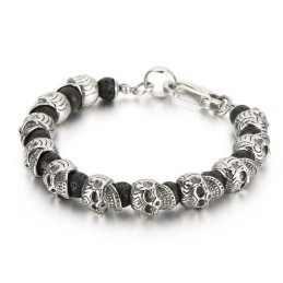 Titan Totenkopf Armband Tigerauge Vulkanstein Herrenarmband Armband