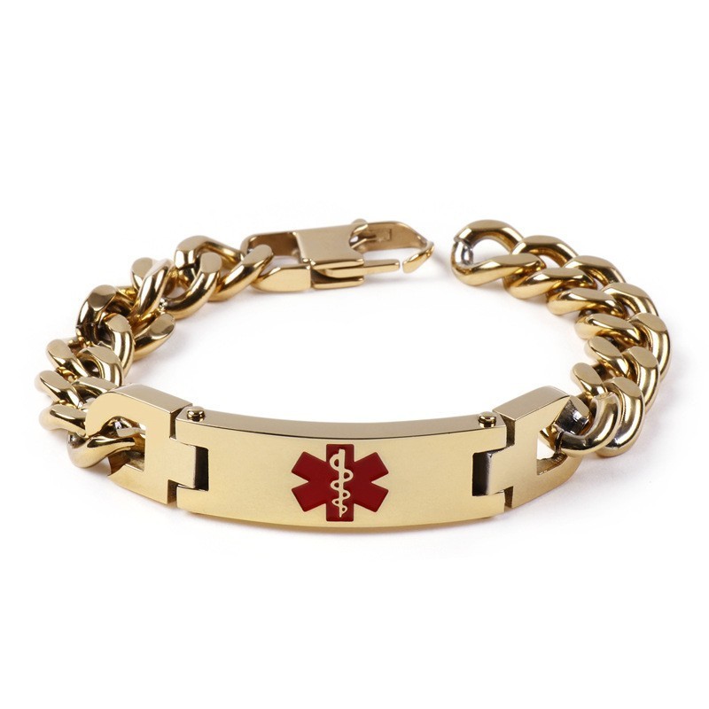 Edition Fashion Curved Brand Red Medical Logo Herrenarmband Titan Schmuck Edition Fashion Curved Brand Red Medical Logo Herrenarmband Titan Schmuck