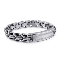 Herren-Armband Aus Titan Im Vintage-Kiel-Mikro-Set Mit Weißen Steinen
