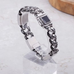 Vintage-Mode Hip-Hop-Stil Blumenmuster Mit Diamant-Verschluss Herren Titan Armband