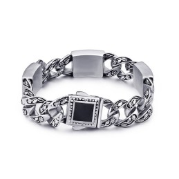 Vintage-Mode Hip-Hop-Stil Blumenmuster Mit Diamant-Verschluss Herren Titan Armband