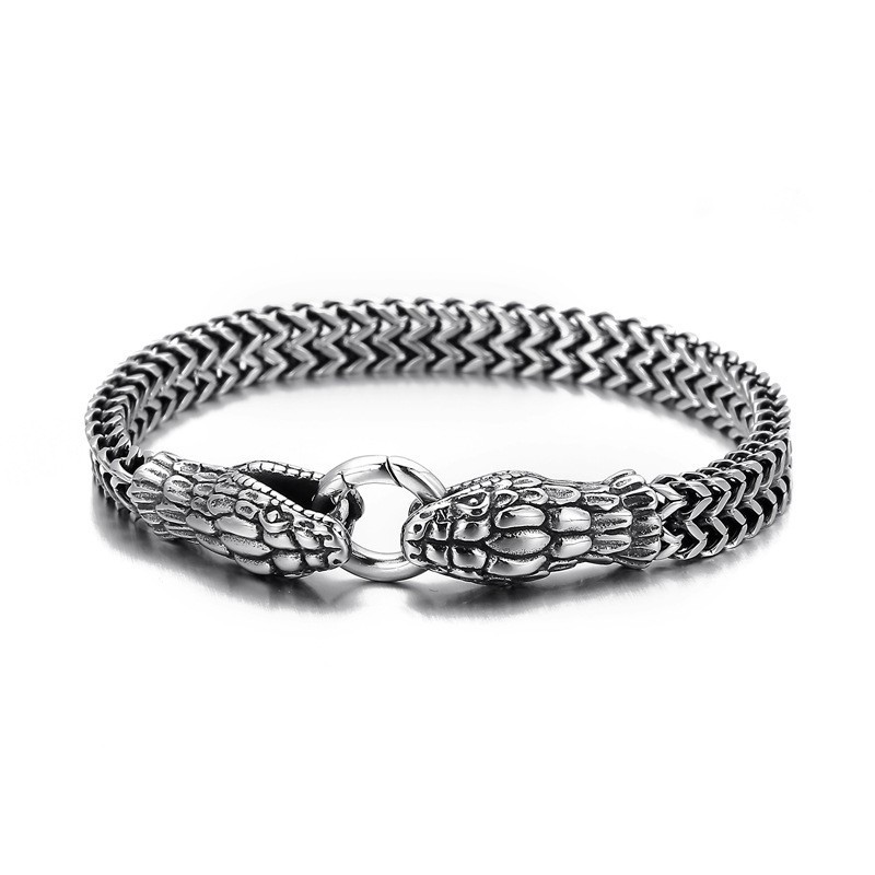 Vintage Cool Fashion Doppelköpfiges Schlangen-Titan-Armband Für Männer Vintage Cool Fashion Doppelköpfiges Schlangen-Titan-Armband Für Männer