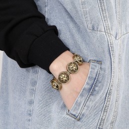 Vintage Tigerkopf Rundes Titanarmband Für Männer