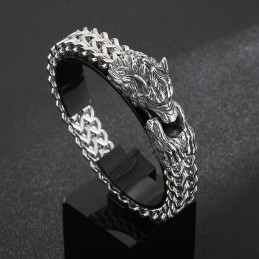 Cooles Wolfskopf-Doppelguss-Titanarmband Für Männer