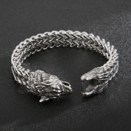 Cooles Wolfskopf-Doppelguss-Titanarmband Für Männer