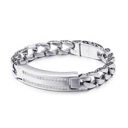 Herren-Titan-Vintage-Kielarmband Mit Weißen Steinen