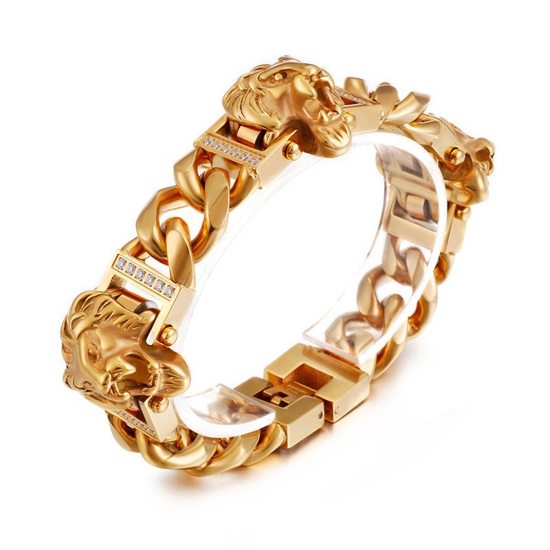 Löwenkopf-Armband, Armband, Armband, Hiphop, Street Dance, Männlich, Titan-Schmuck Löwenkopf-Armband, Armband, Armband, Hiphop, Street Dance, Männlich, Titan-Schmuck