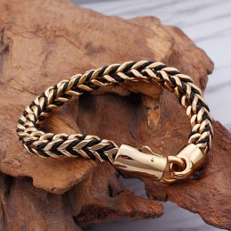 New Wave Retro Lederarmband Aus Geflochtenem Seil Und Titan