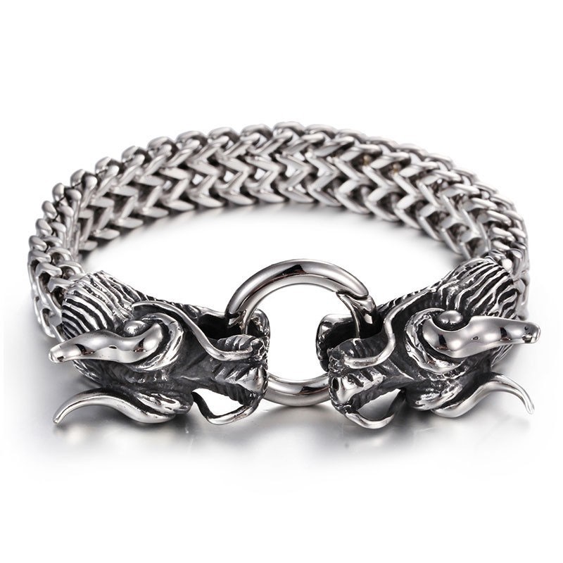 Herren-Mehrschichtarmband Cool Double Dragon Herrenarmband Wasserhahnverschluss Herren-Mehrschichtarmband Cool Double Dragon Herrenarmband Wasserhahnverschluss