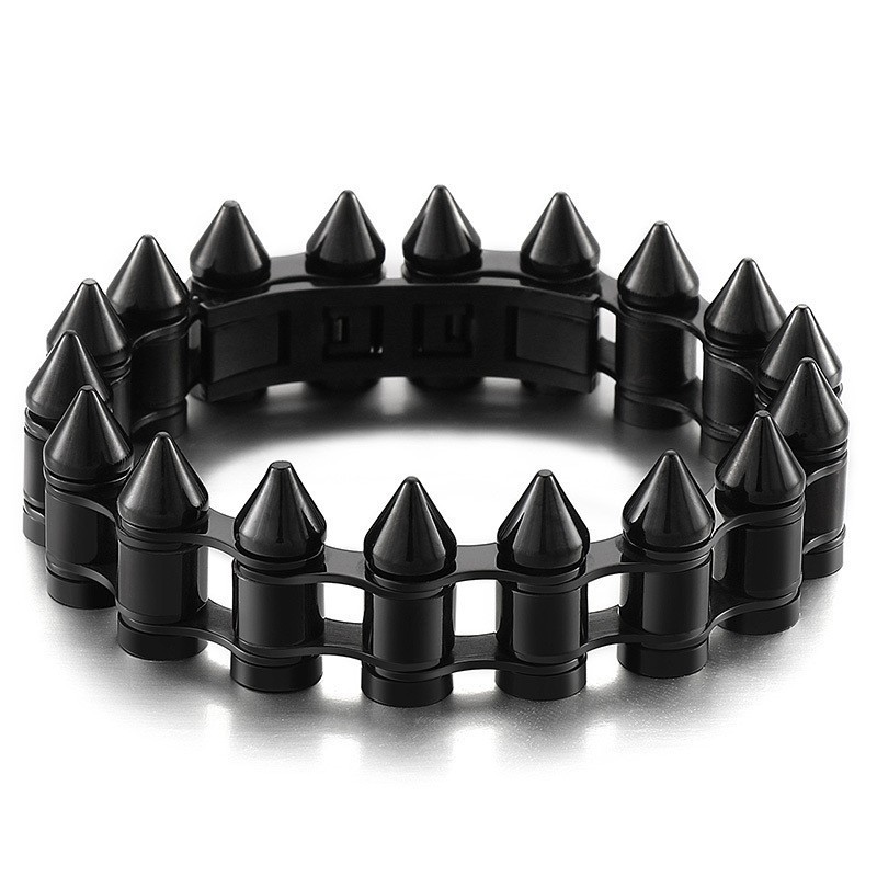 Modisches Titan-Bikerarmband Für Herren Mit Bullet Head Modisches Titan-Bikerarmband Für Herren Mit Bullet Head