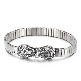 Cooles Titanarmband Mit Doppelschlangenkopf Im Schicken Stil Für Männer