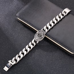 Freimaurer-Armband Aus Titan Im Vintage-Chic-Stil Mit Runder Platte Für Männer
