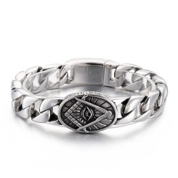 Freimaurer-Armband Aus Titan Im Vintage-Chic-Stil Mit Runder Platte Für Männer